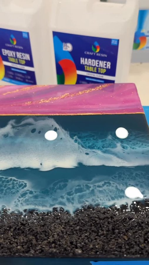 Instagram post by @art.after.dark for Craft Resin. Caption reads: Craft Resin Table Top is my go-to for top coating!....