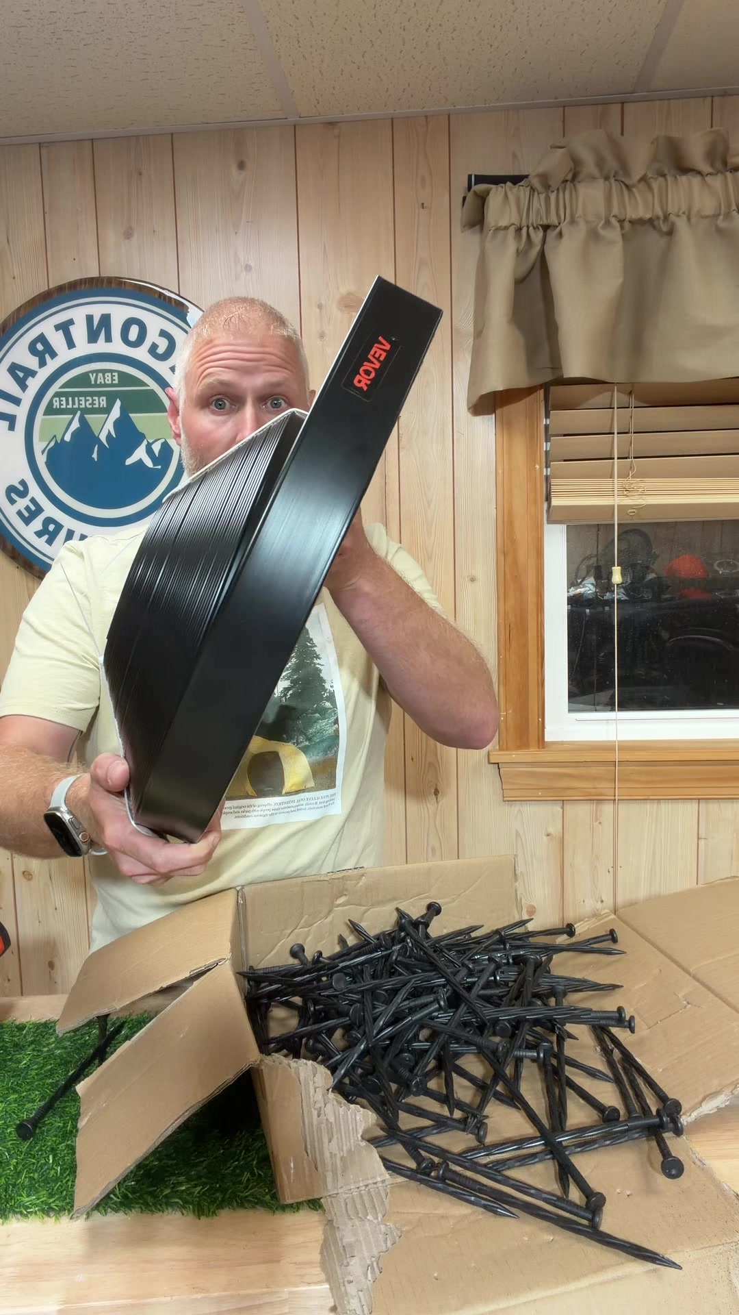 TikTok post by @wagontrailadventures for Vevor Outdoor Store US. Caption reads: VEVOR Landscape Edging Makes Clean Flower Bed....