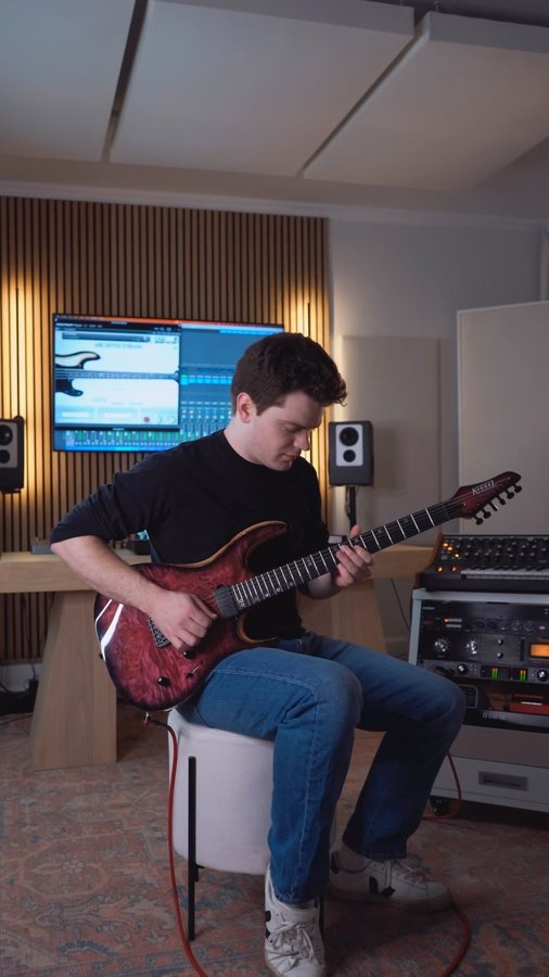 Instagram post by @nickbroomhallmusic for Submission Audio. Caption reads: Eb standard riffs 🤝 @submissionaudio....