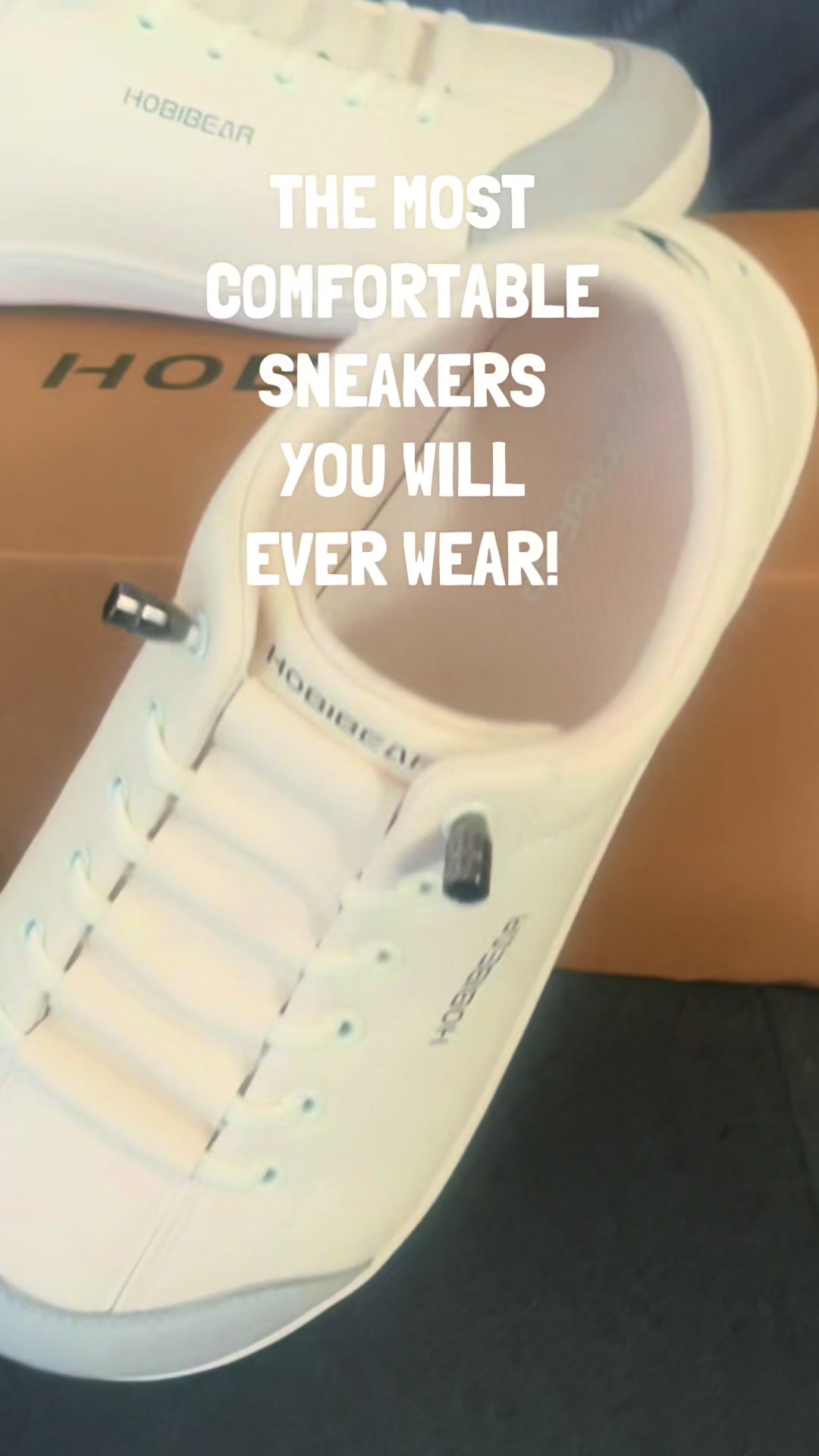 TikTok post by @nutritionalvaluewithjana for HOBIBEAR Shoes. Caption reads: [...] sneakers you will ever wear! @HOBIBEAR SHOES....