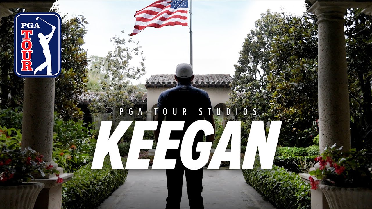 YouTube post by @PGATOUR for JLab. Caption reads: PGA TOUR Studios: KEEGAN presented by JLAB....