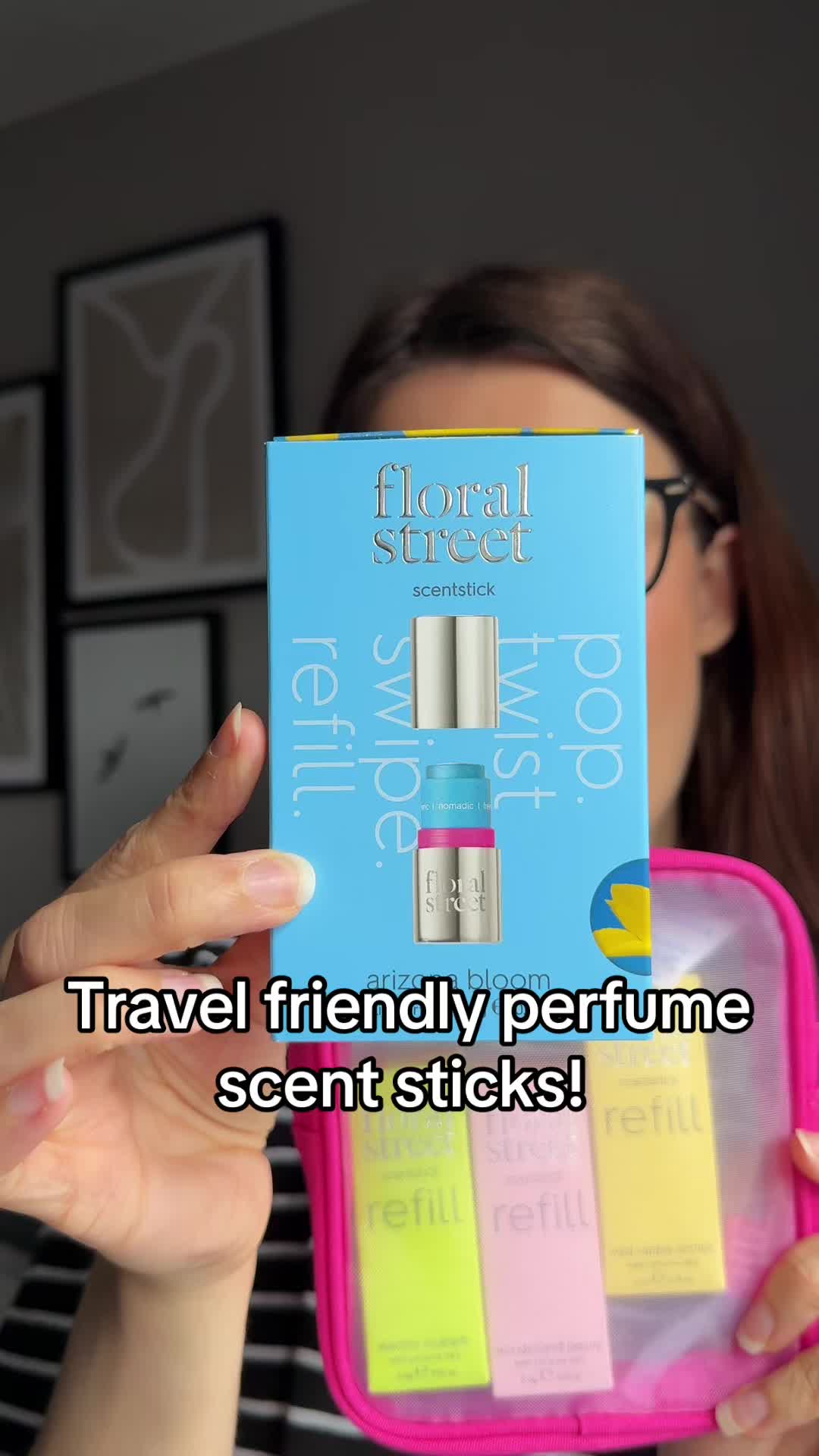 TikTok post by @violet.hollow for Floral Street. Caption reads: Pop Twist Swipe Refill! @floralstreet_ Scent....