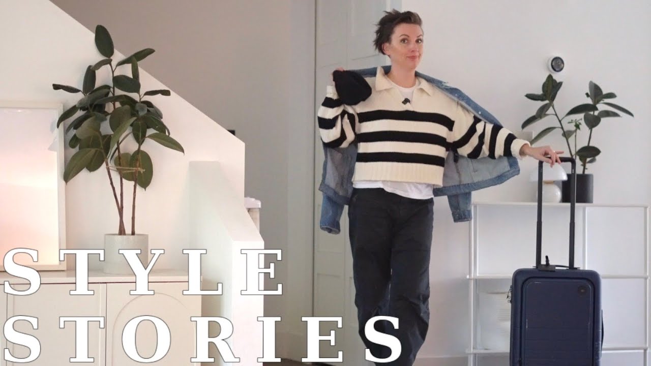 YouTube post by @EmilyWheatley for Monos. Caption reads: I Packed My Favorite Clothes for a Weekend Away.