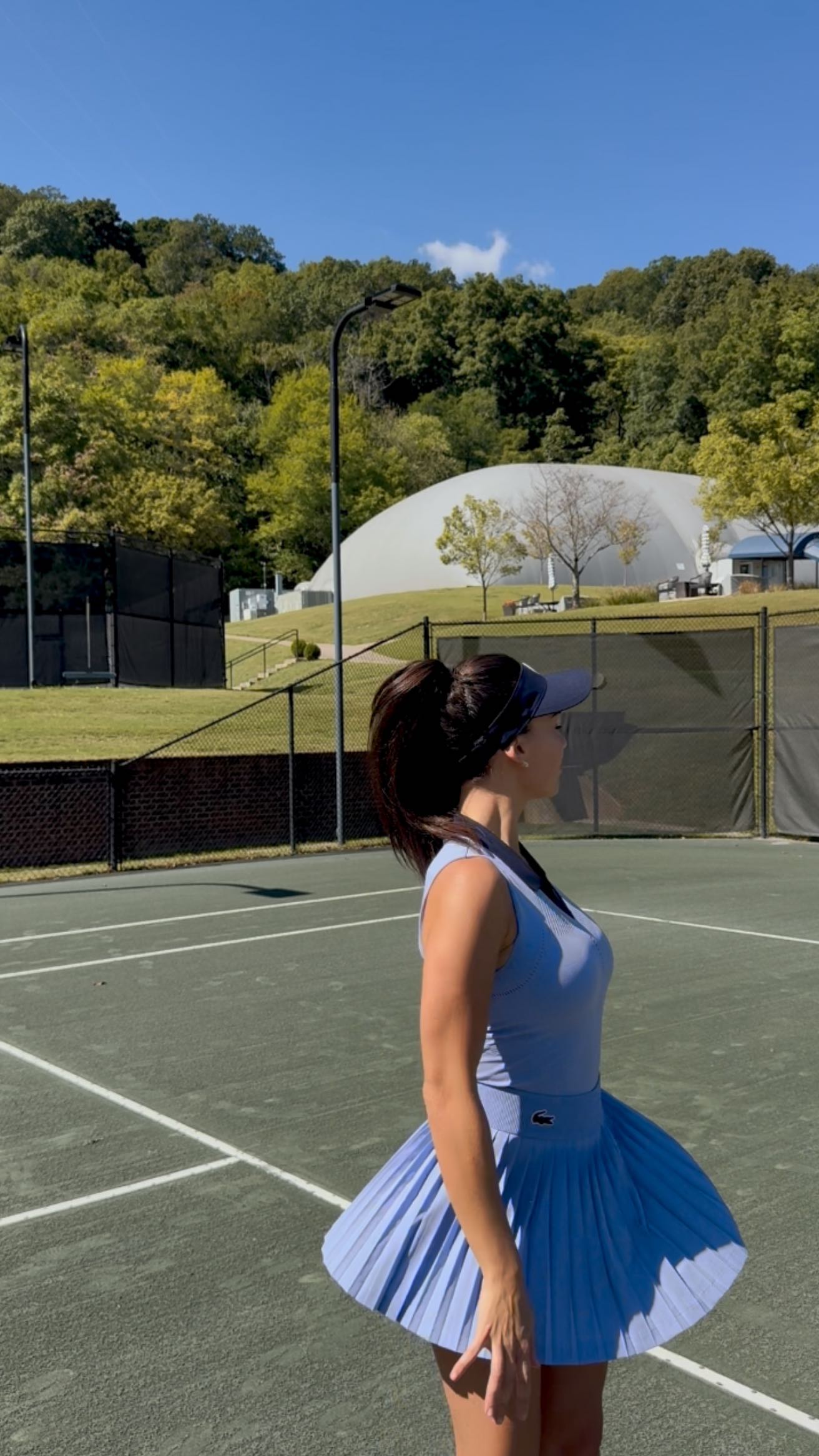 Instagram post by @bea_guti11 for Lacoste. Caption reads: Something about clay courts 💚
•
•
•
#tennis....