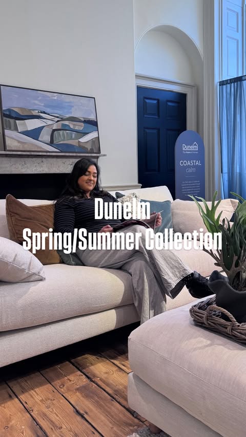 Instagram post by @athomewith_meena for Dunelm. Caption reads: A Sneak Peek..👀 @dunelmuk Spring - Summer....