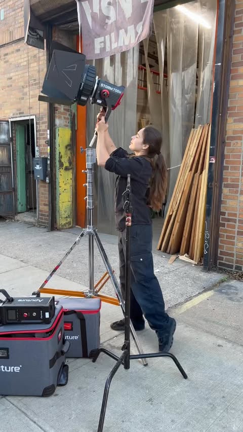 Instagram post by @nica.fazio for Aputure. Caption reads: [...] new spotlight, I’ll keep you posted 👀....