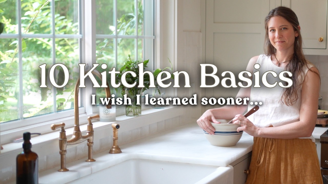 YouTube post by @christinesnotebook for The Kitchn. Caption reads: 10 Kitchen Basics Every Homemaker Should Know.