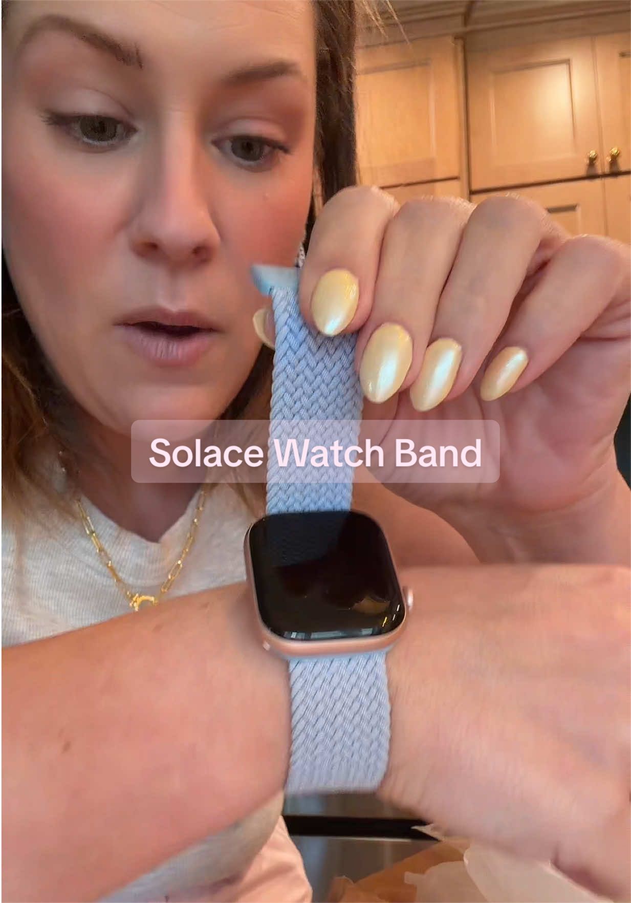 TikTok post by @itsabbyak for Solace Bands. Caption reads: @Solace Bands #smartwatchaccessories [...].