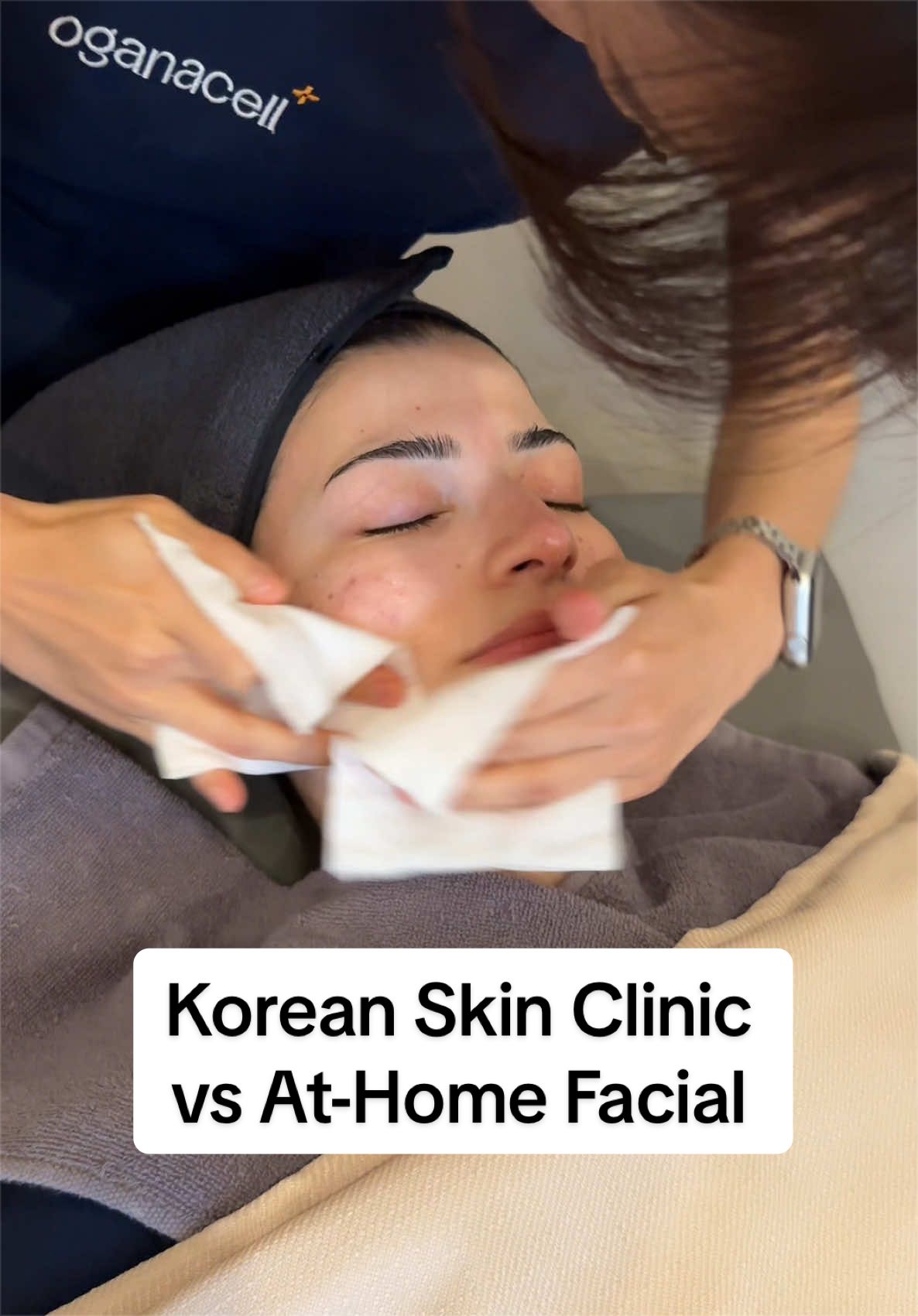 TikTok post by @mehtapisme for Oganacell. Caption reads: [...] with At-Home Facials from now on! @Oganacell....