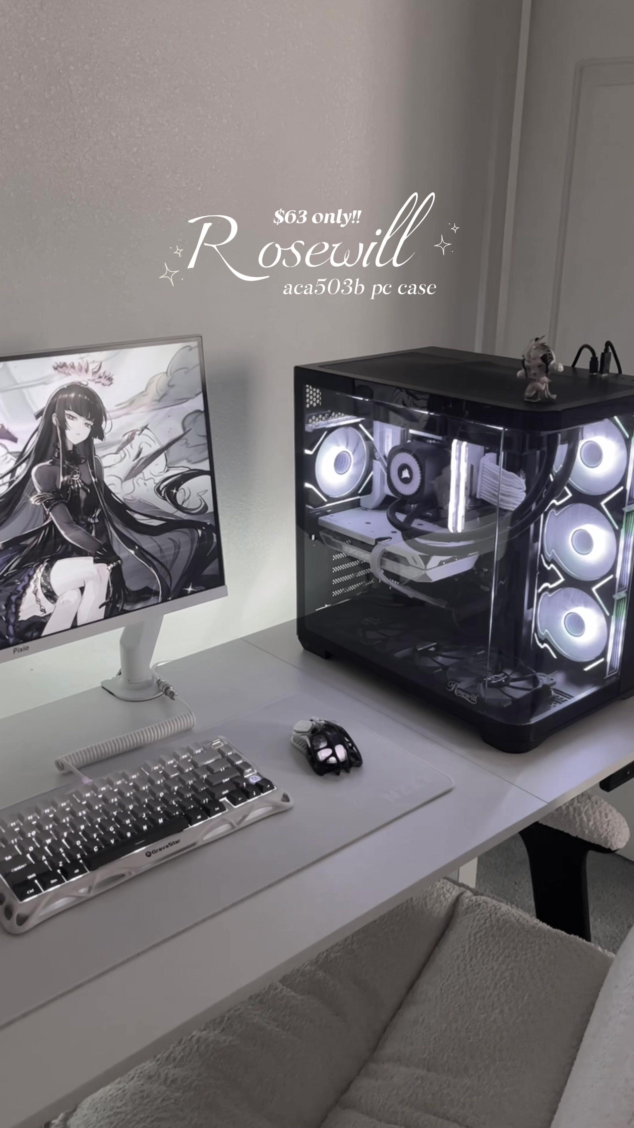 TikTok post by @cygneix for Newegg. Caption reads: [...] 4 fans, and looks SO good. IM SOLDDD 🤍....