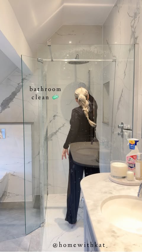 Instagram post by @homewithkat_ for Tesco. Caption reads: MY DREAM BATHROOM IS COVERED IN LIMESCALE😭… thank....