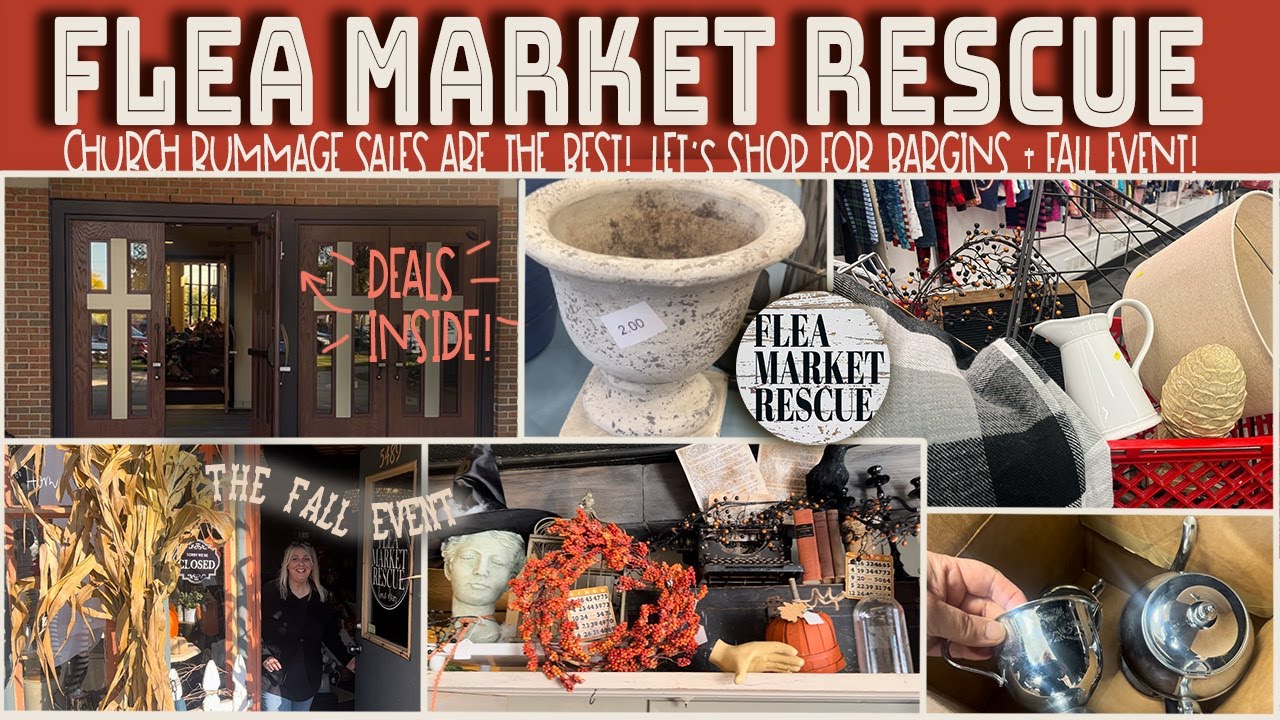 YouTube post by @FLEAMARKETRESCUE for Glowforge. Caption reads: COME SHOP THE CHURCH RUMMAGE SALE FOR THRIFTED....