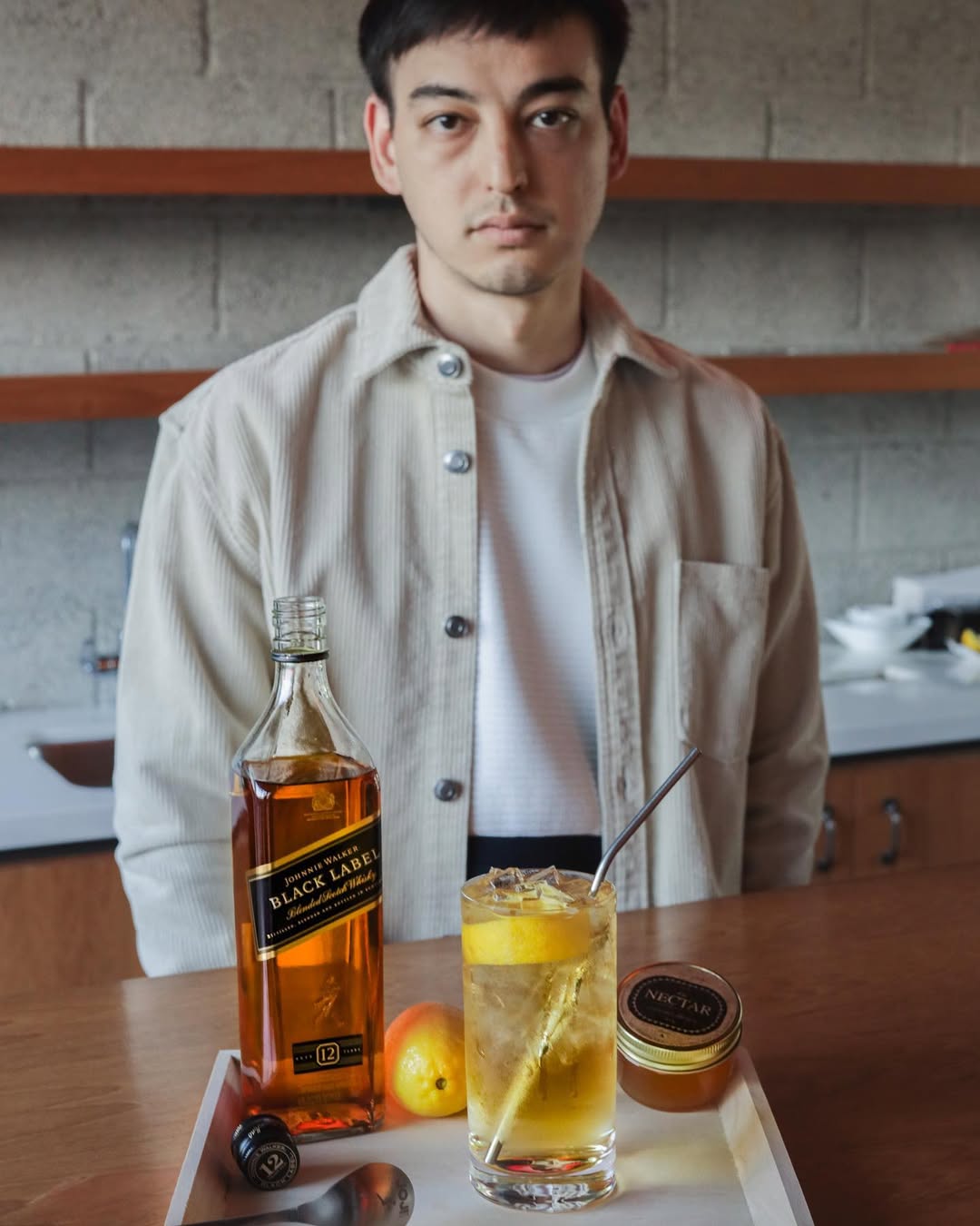 Instagram post by @sushitrash for Johnnie Walker US. Caption reads: #ad My @johnniewalkerus Honeycomb Highball....