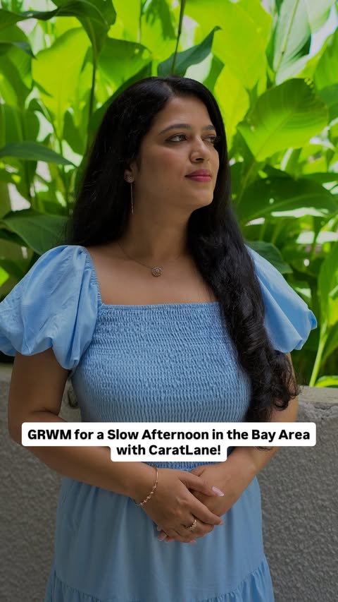 Instagram post by @wanderingcreator_meghana for CaratLane Jewellery. Caption reads: A slow day in the Bay Area, a boba stop, blooming....
