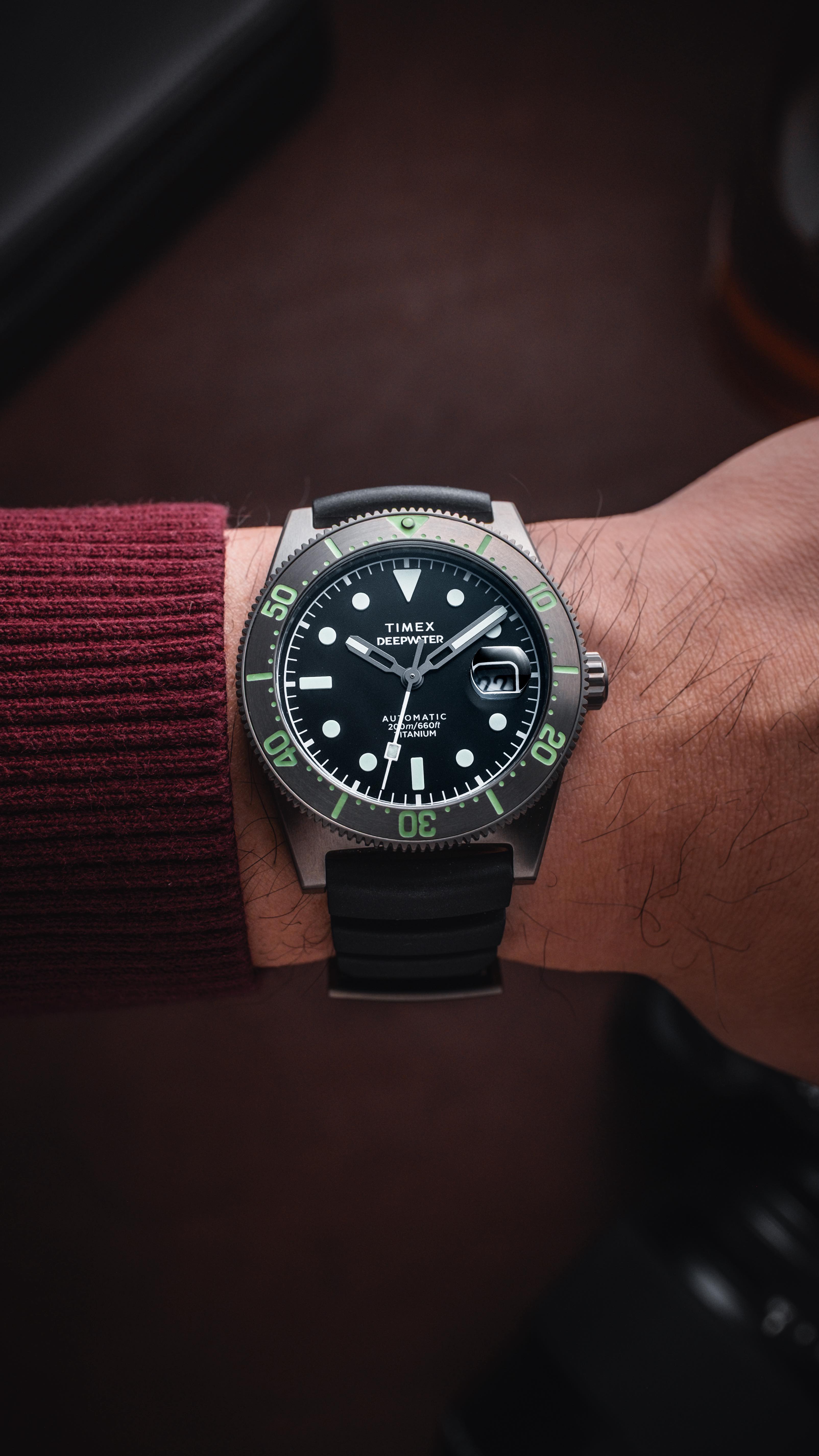 Instagram post by @averagewatches for Timex. Caption reads: A titanium Timex diver for hardcore watch....