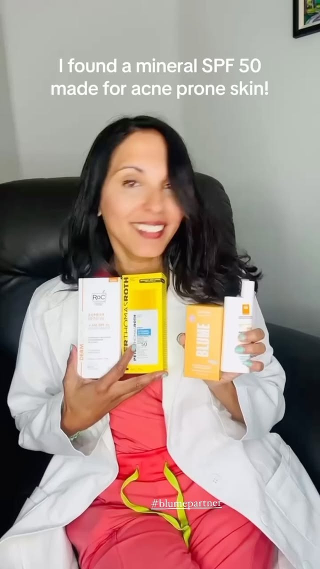 Instagram post by @dr.derm.love for Blume. Caption reads: #ad @blume just launched their NEW acne and [...].