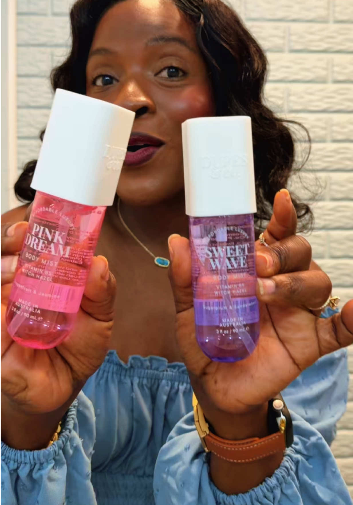 TikTok post by @naturallymati for Dupes & Co.. Caption reads: @Dupes & Co #dupesandco #bodyspray #fragrance....