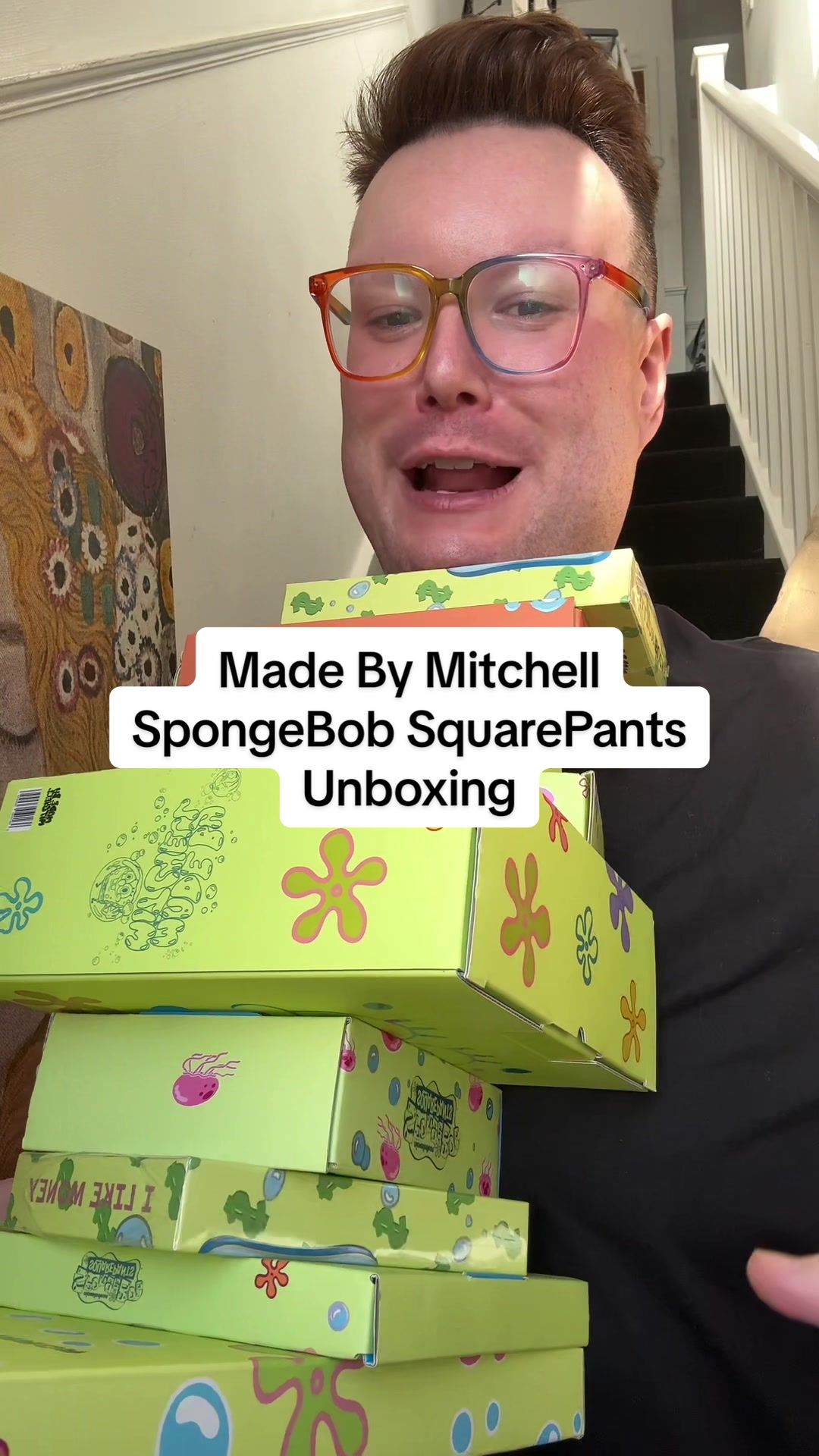 TikTok post by @rudevelvet for MADE BY MITCHELL. Caption reads: Made By Mitchell and Spongebob Squarepants OMG I....