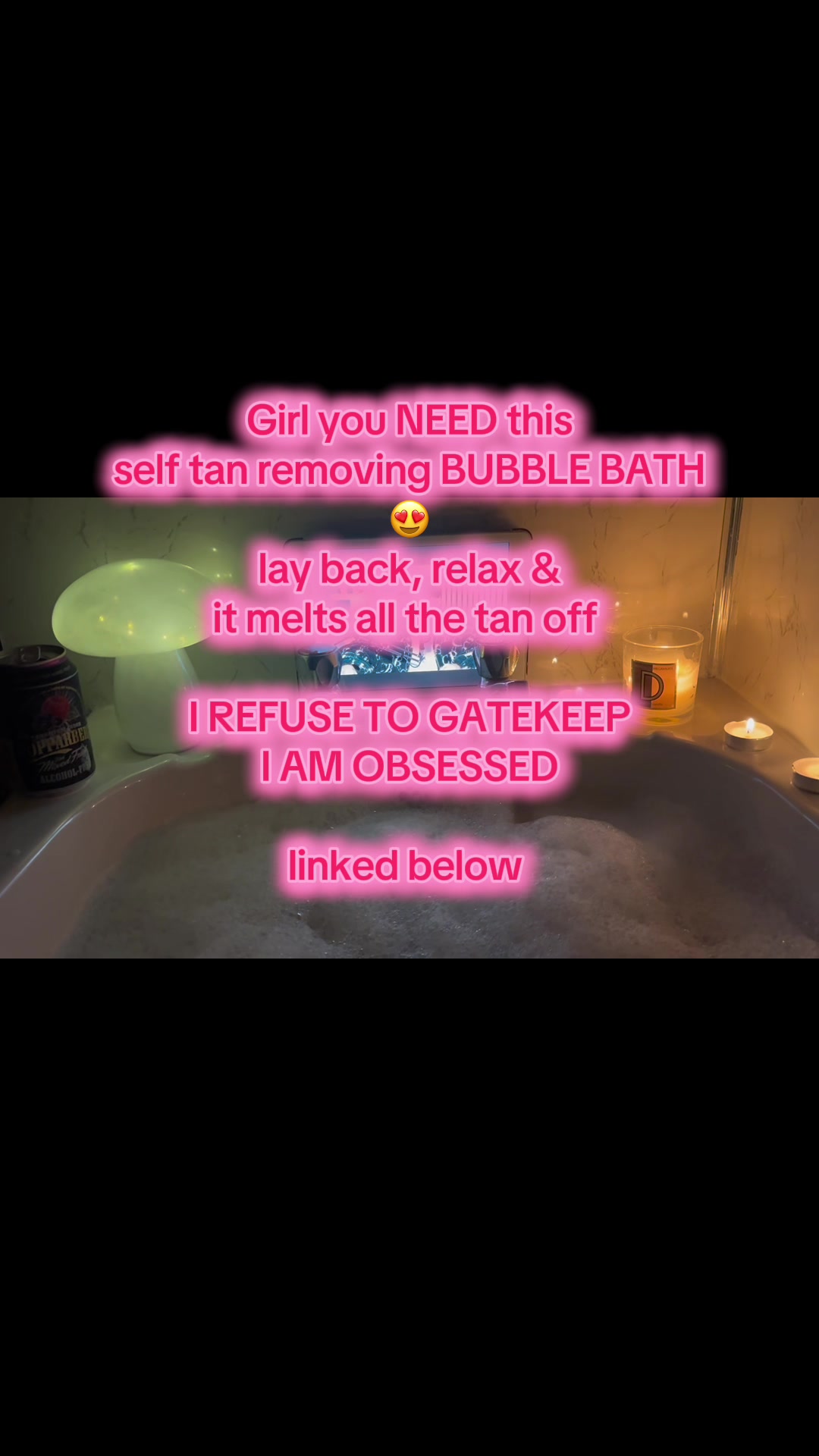 TikTok post by @dxnxelle5 for Rose & Caramel. Caption reads: [...] back, relax, reset 🫧 🛀 @Rose & Caramel THE....