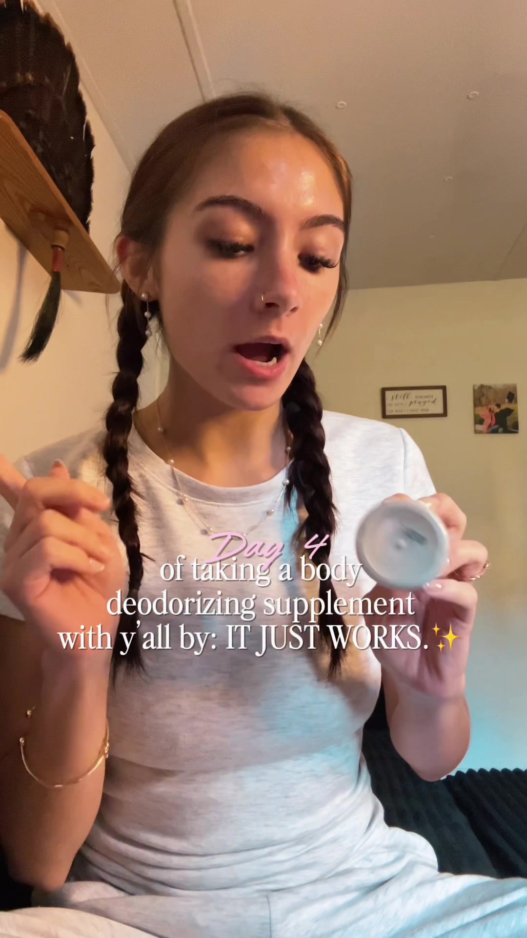 TikTok post by @allisonstandifer for It Just Works!. Caption reads: Day 4 update on the body deodorizing supplements,....