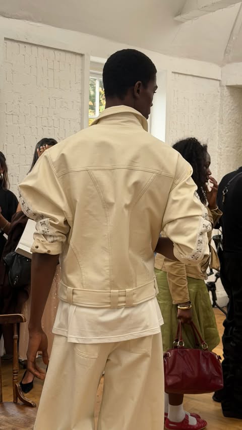 Instagram post by @diordowell for M&S MAN. Caption reads: 100 years of M&S fashion, now making its LFW....