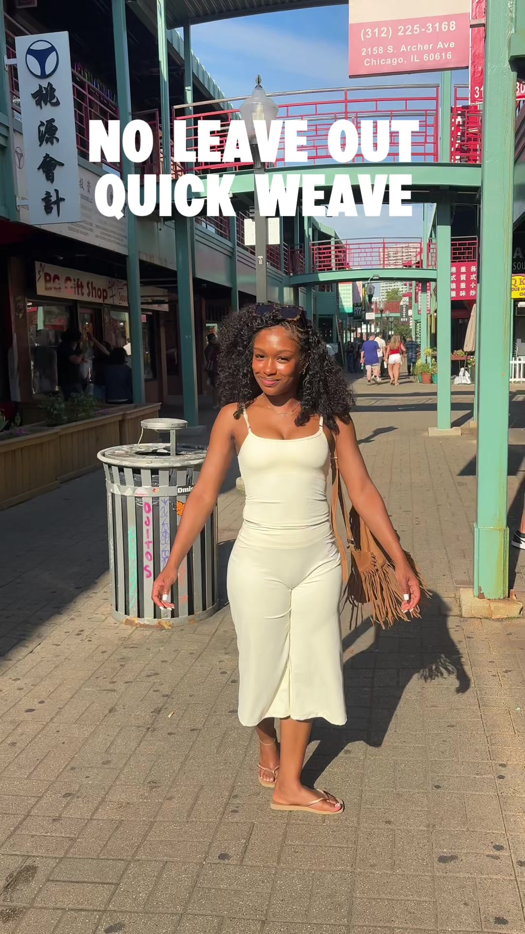 TikTok post by @naimahkai for Wequeen. Caption reads: quick weave no leave out? absolutely! @Wequeenhair....