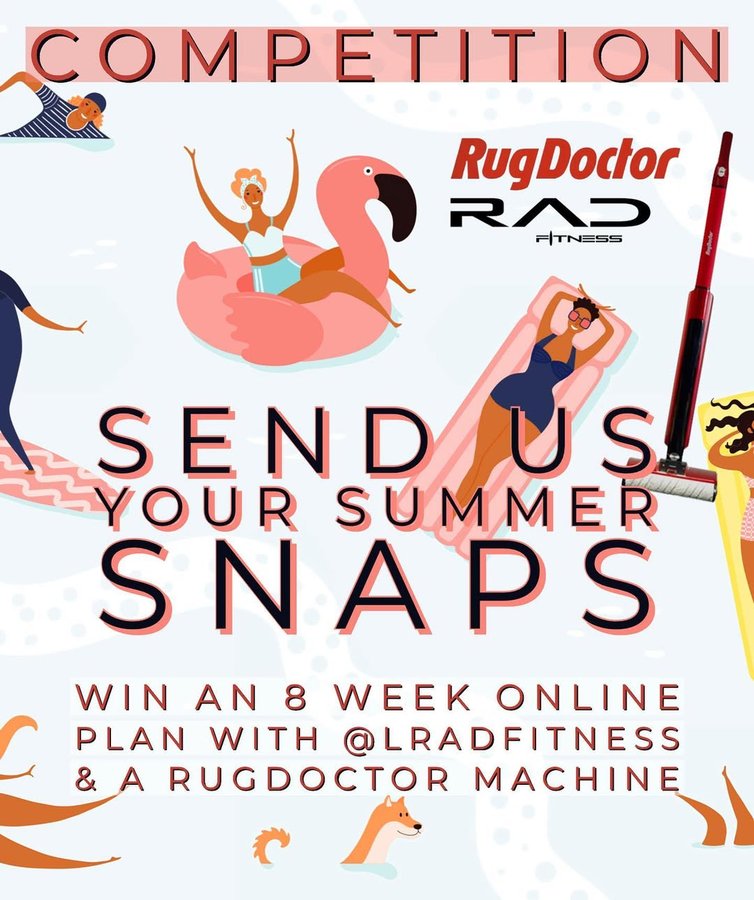 Instagram post by @lradfitness for Rug Doctor. Caption reads: [...] FOR SUMMER COMPETITION!!! 2 PRIZES ✨RUG....