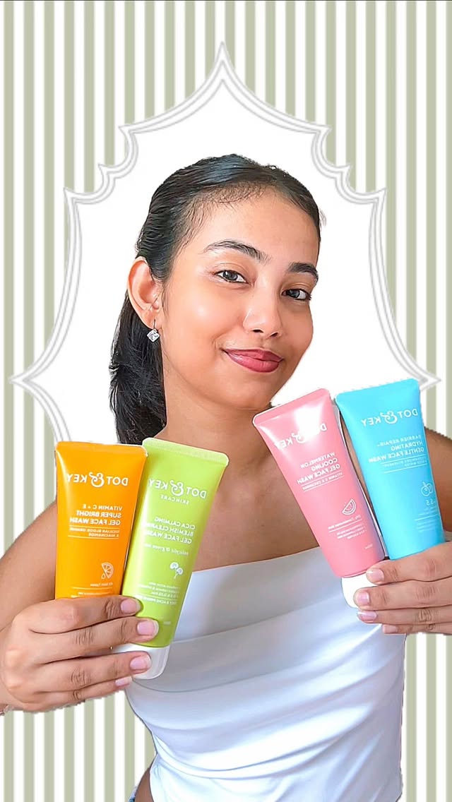 Instagram post by @akangshaaa.s for Dot & Key Skincare. Caption reads: Not all face washes are made the same... and your....
