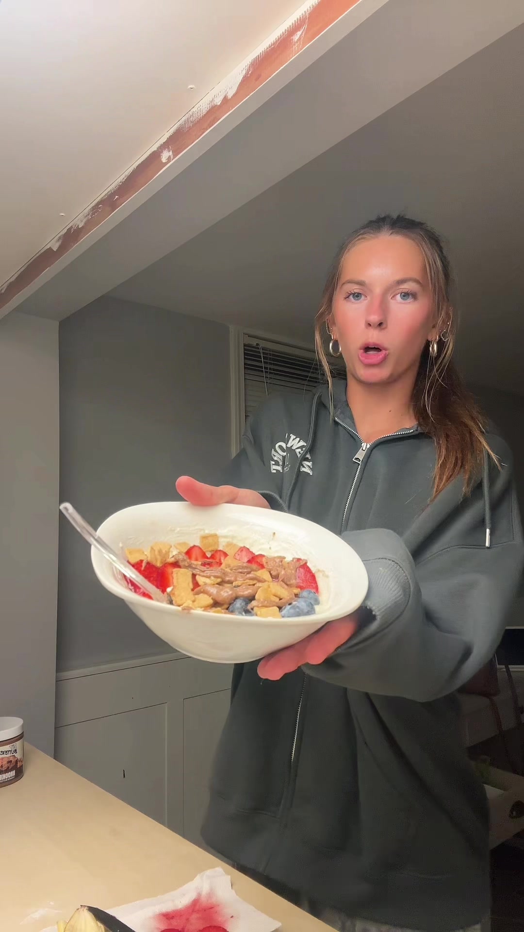 TikTok post by @ava39284 for FIt Butters. Caption reads: best part of the night 🥣 || @Legion Supplements....