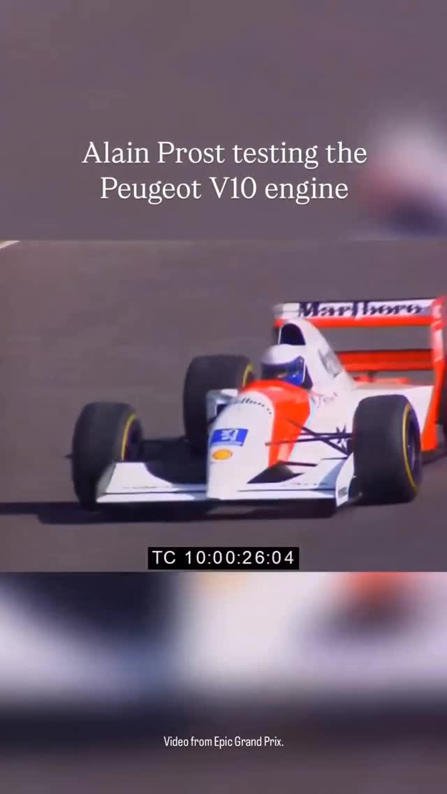 Instagram post by @adelaidegrandprix for Peugeot. Caption reads: [...] testing the McLaren MP4/9 with its new....