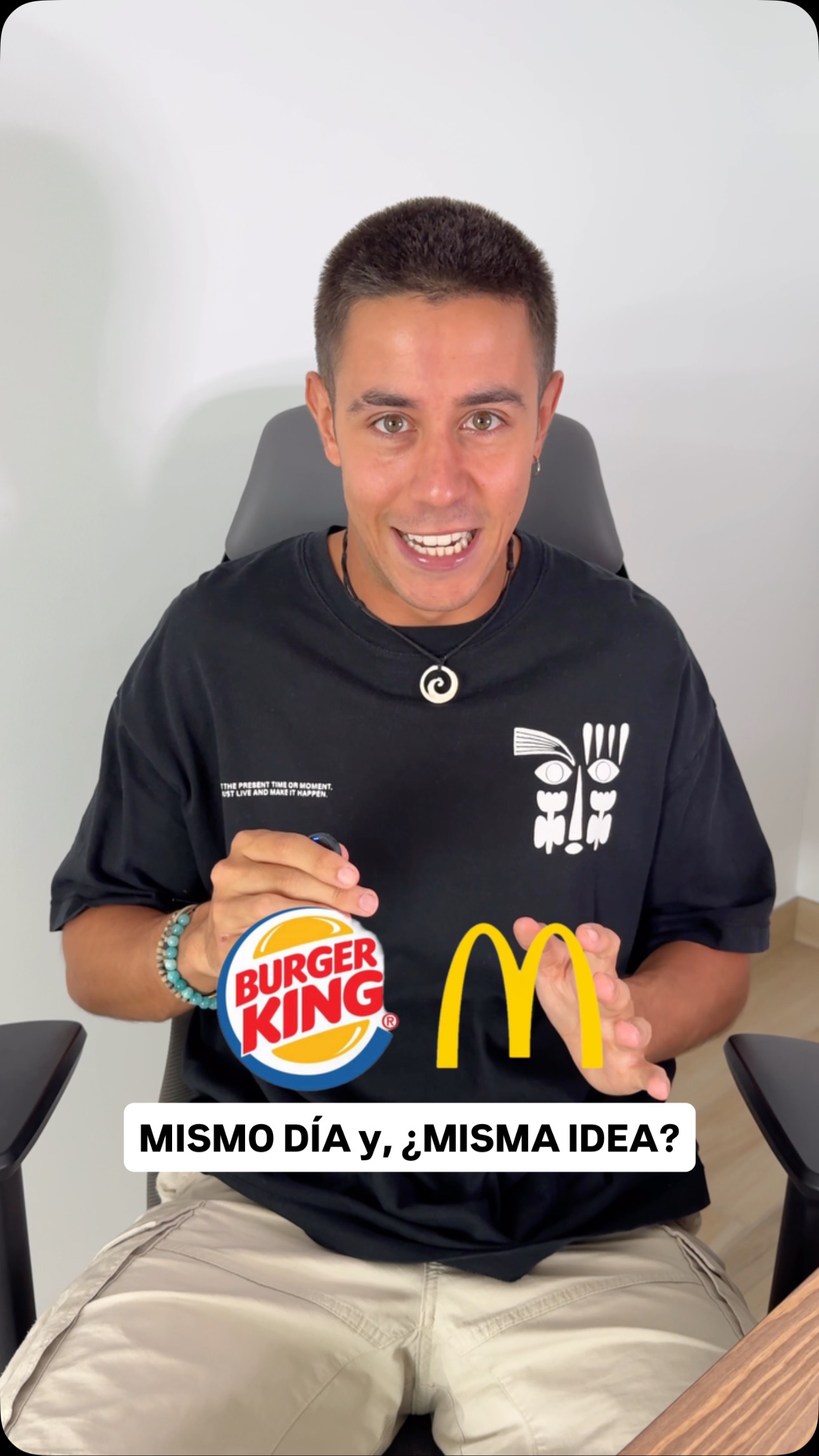 Instagram post by @marcosrouder for BURGER KING. Caption reads: @mcdonalds_es vs @burgerking_es 🍔 Mismo día,....