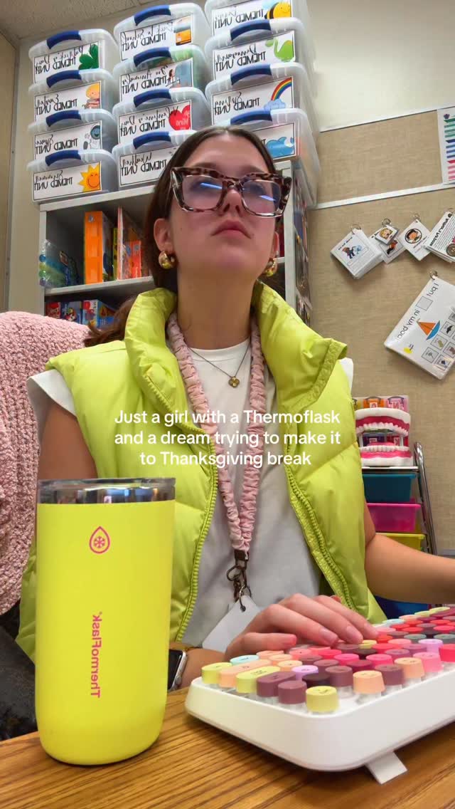 Instagram post by @missmaddieslp for ThermoFlask. Caption reads: My morning mug of sanity 😵‍💫☕️ #schoolslp #slps....