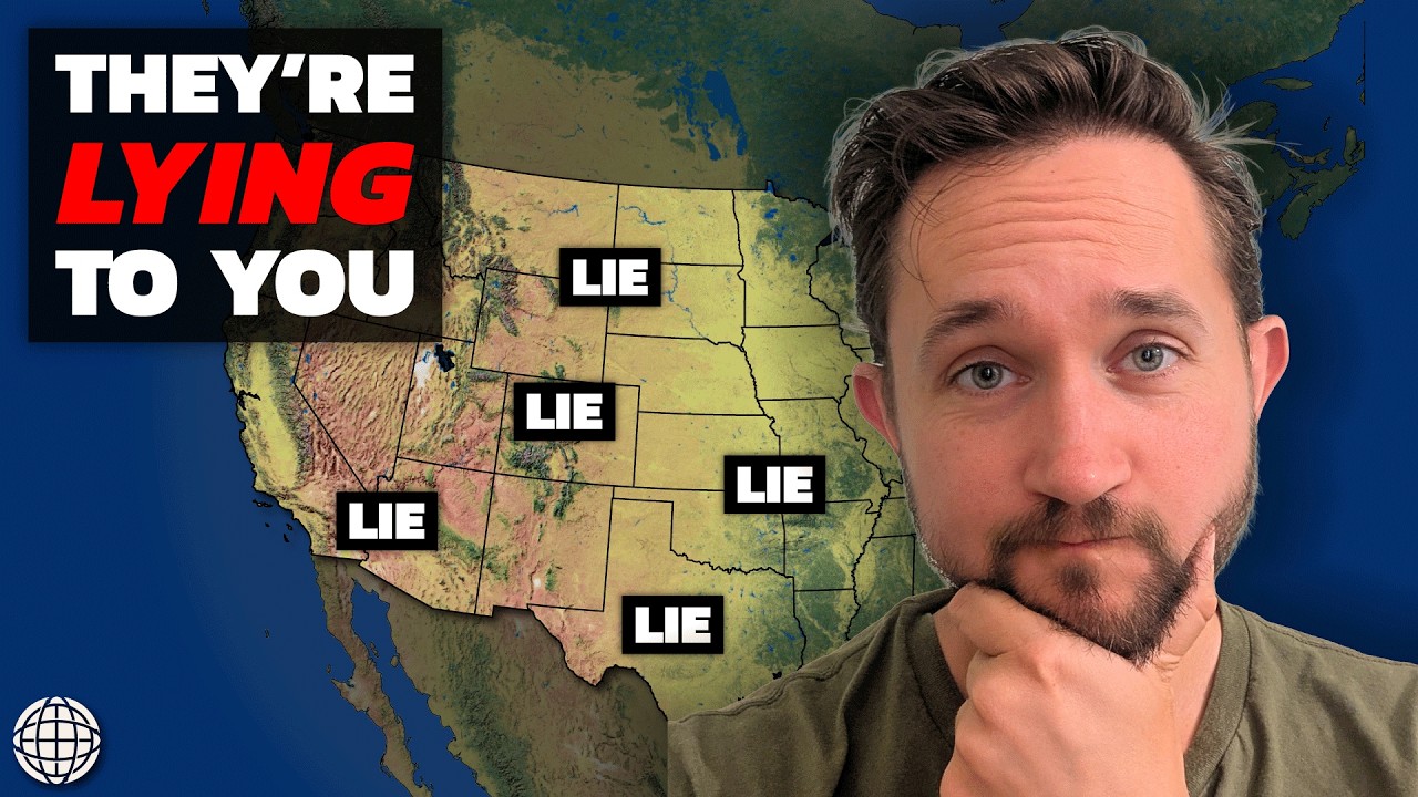 YouTube post by @GeographyByGeoff for Envato. Caption reads: 20 US Geography Myths You Still Believe.