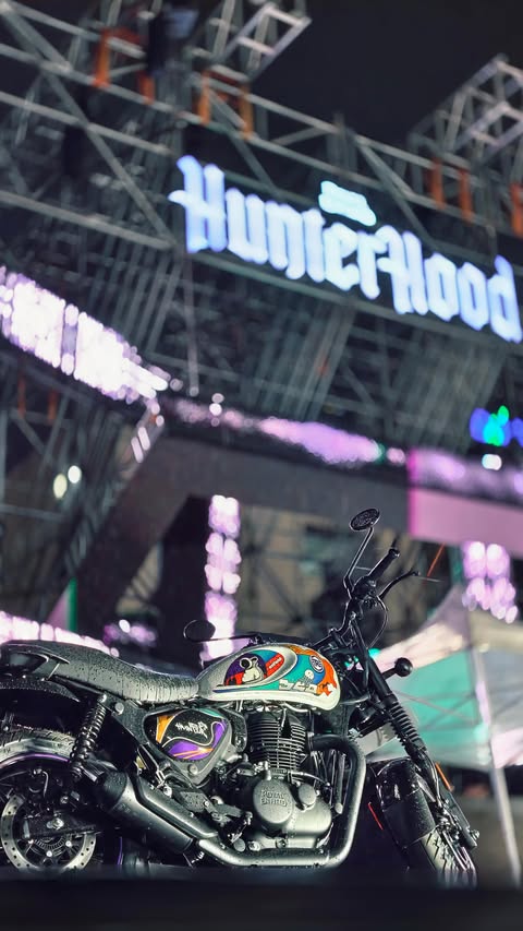 Instagram post by @classicpahadi for Royal Enfield. Caption reads: [...] raw energy of street culture at the Royal....