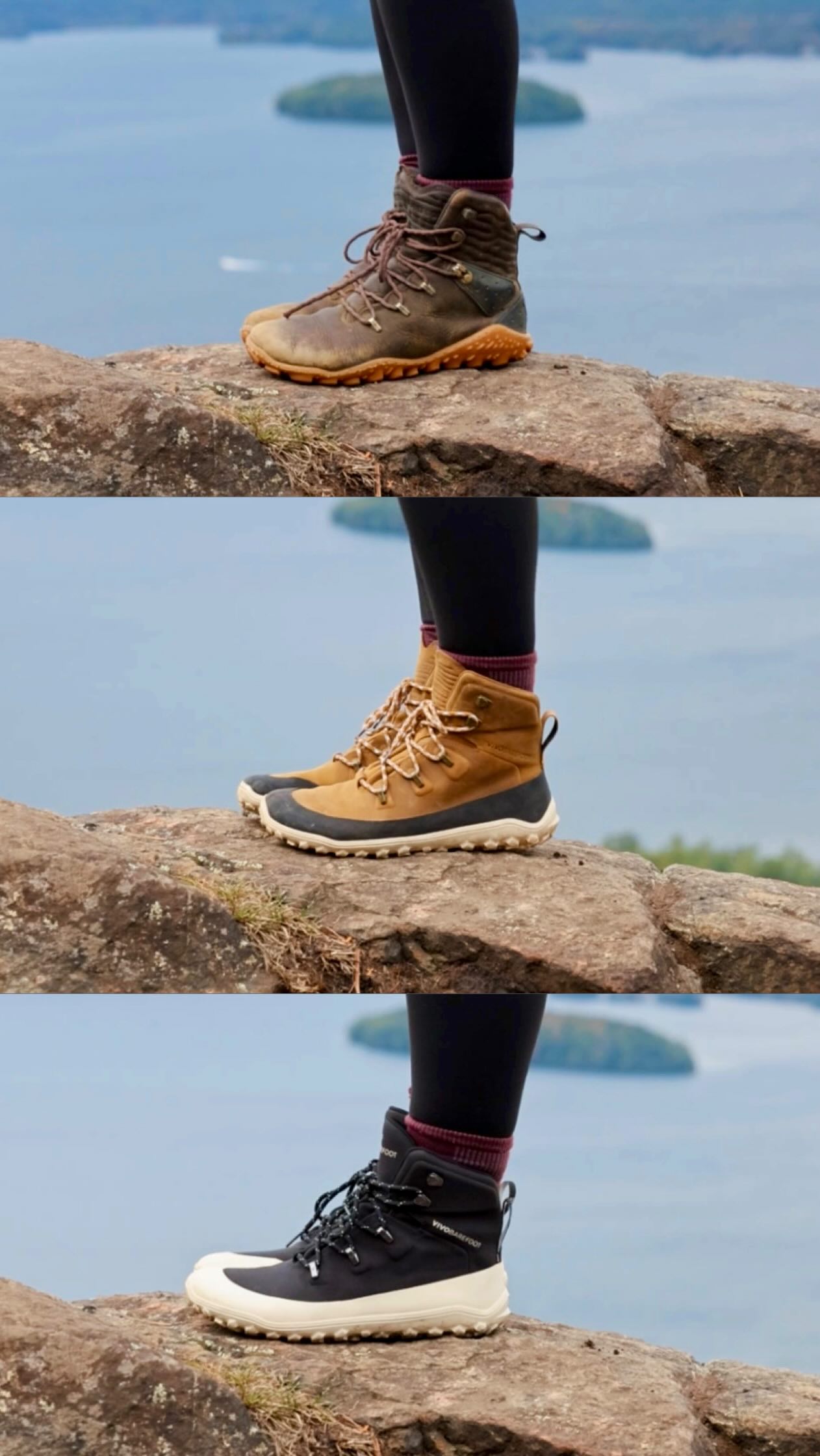 Instagram post by @_jkrow for VIVOBAREFOOT. Caption reads: If you could only buy one pair of barefoot hiking....