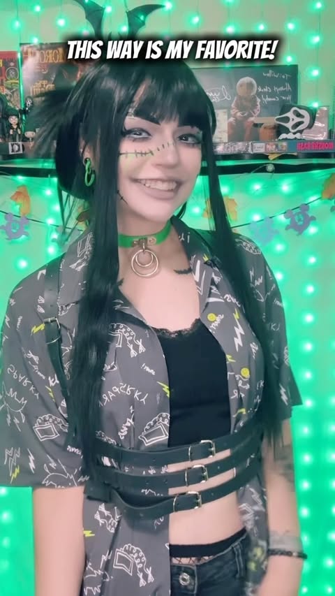 Instagram post by @nightmarekittykat for Hot Topic. Caption reads: [...] ⚡️ 🖤 Frankenweenie Button Up from @hottopic....