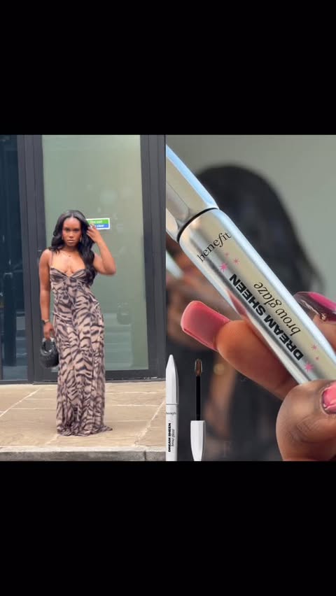 Instagram post by @thinklikekandie for Benefit Cosmetics. Caption reads: [...] MY OUTFIT TO MY BROW 🖊️ with....