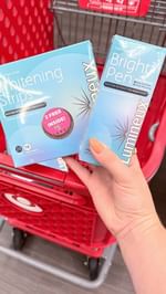 Instagram post by @targettherapy for Lumineux by Oral Essentials. Caption reads: My favorite whitening strips – make this switch,....