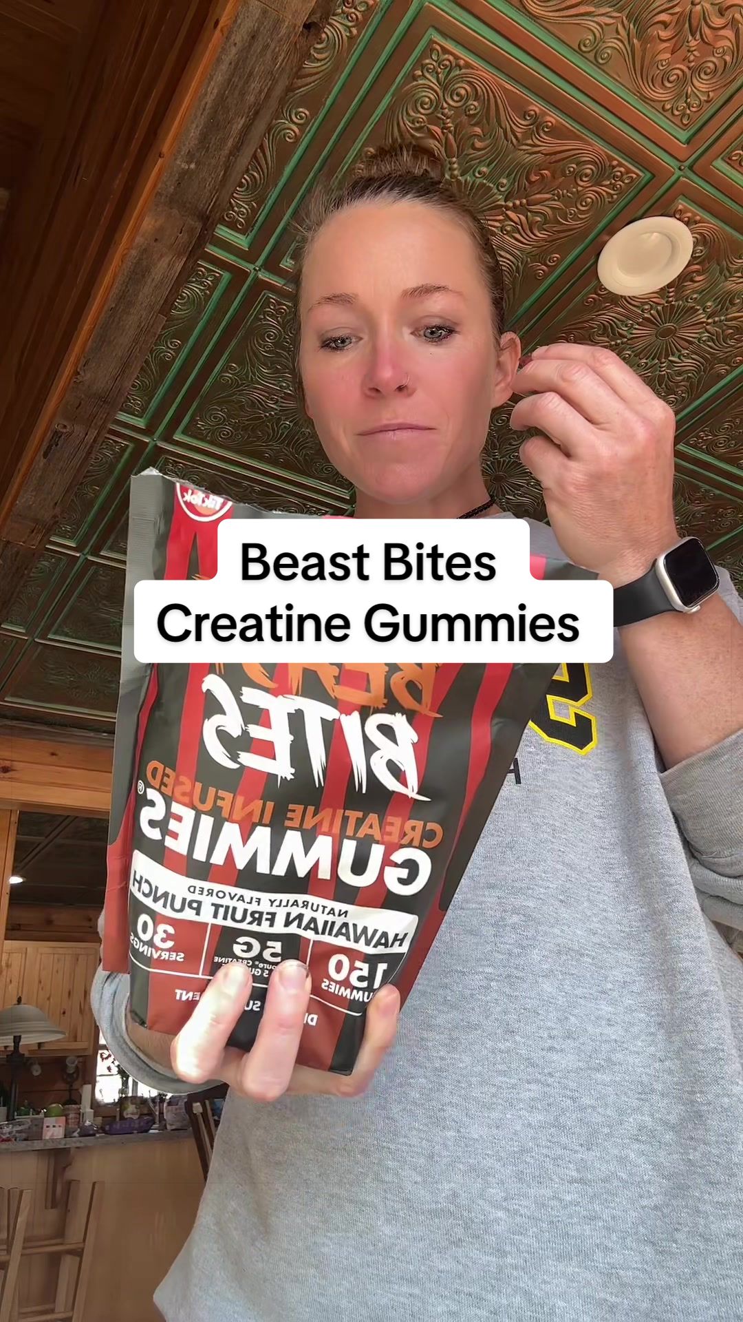 TikTok post by @courtneylancarte for Beast Bites. Caption reads: [...] like these creatine gummies. @Beast Bites....