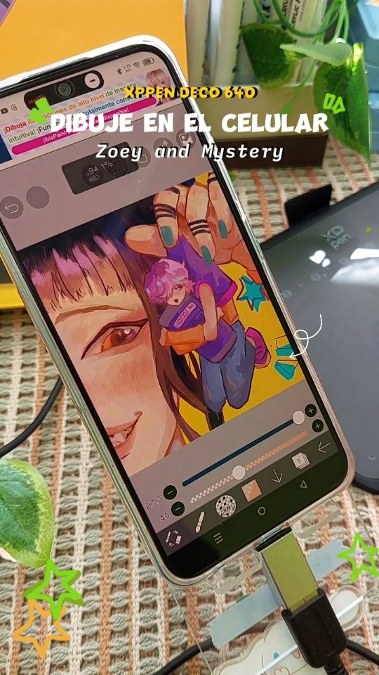 Instagram post by @kawaragi_art for Xppen. Caption reads: Zoey y Mystery 🎀

Dibujito que hice con la Deco....