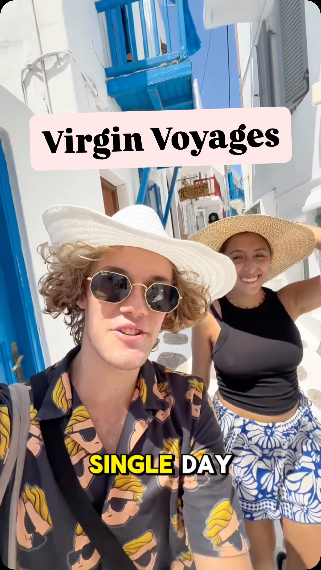 Instagram post by @thegermantravelguy for Virgin Voyages. Caption reads: I travelled around the Greek Islands and Bodrum,....