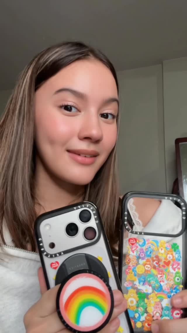 Instagram post by @kayla_davies_official for CASETiFY. Caption reads: Casetify sent me their new Care Bears collection....