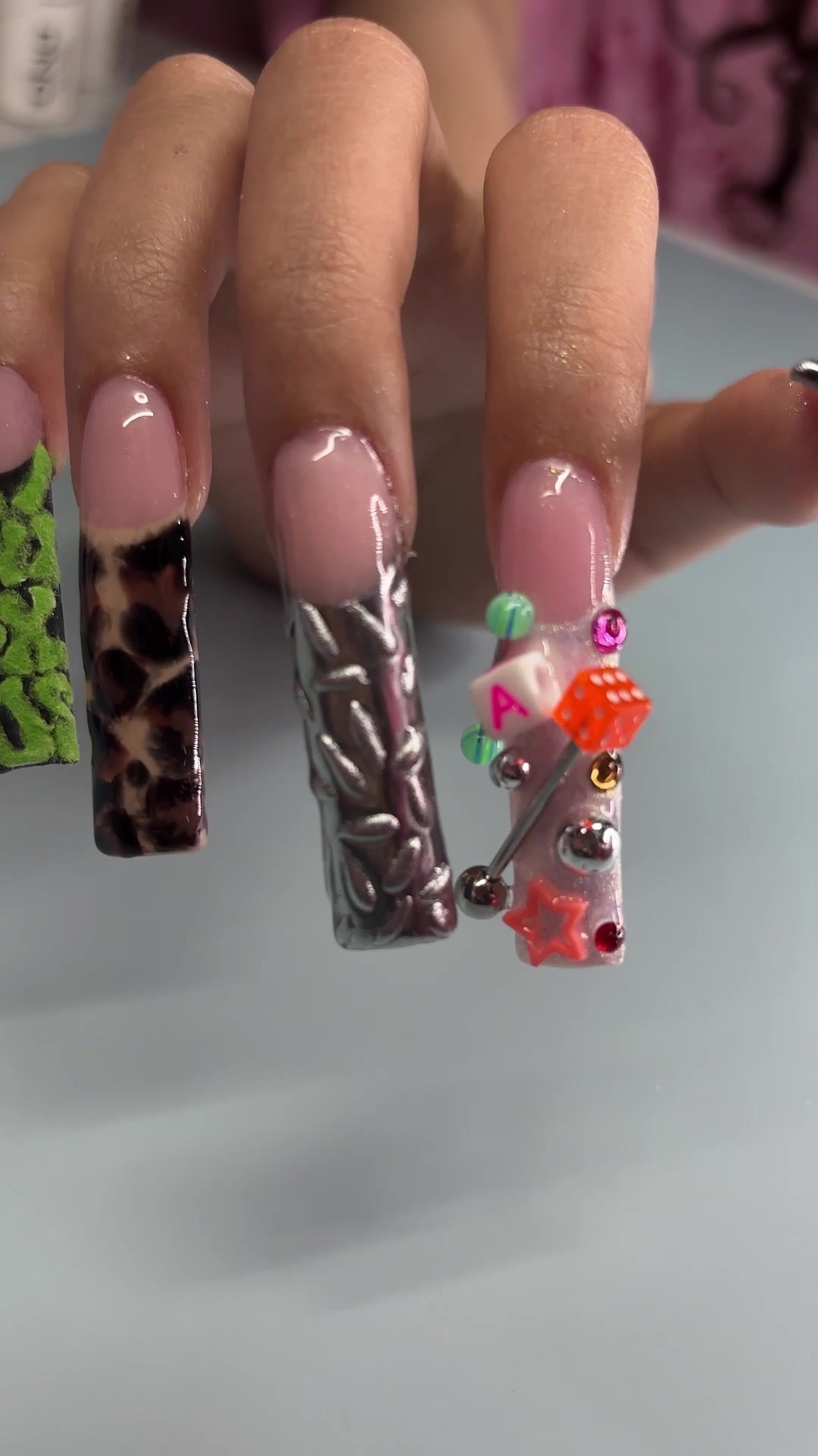 TikTok post by @baldheadedlilnailtech for VBeautyPure. Caption reads: [...] nails did you come into the new year with? ....