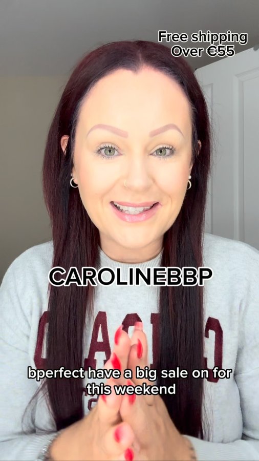 Instagram post by @its_carolinebailey for BPerfect Cosmetics. Caption reads: Big sale this weekend with @bperfectcosmetics only....