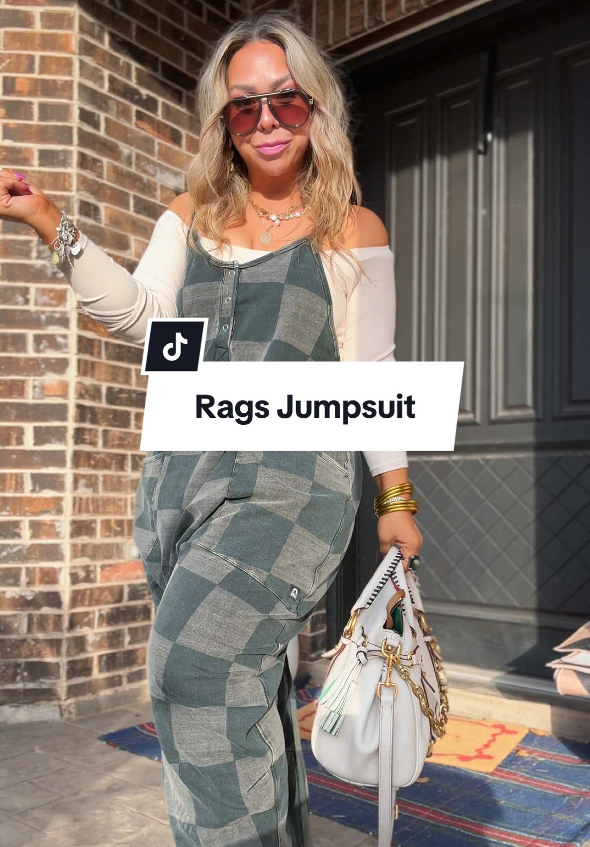 TikTok post by @lindaannettem for RAGS. Caption reads: [...] Jumpsuit-Back in Stock!👏🏼 run! @RAGS....