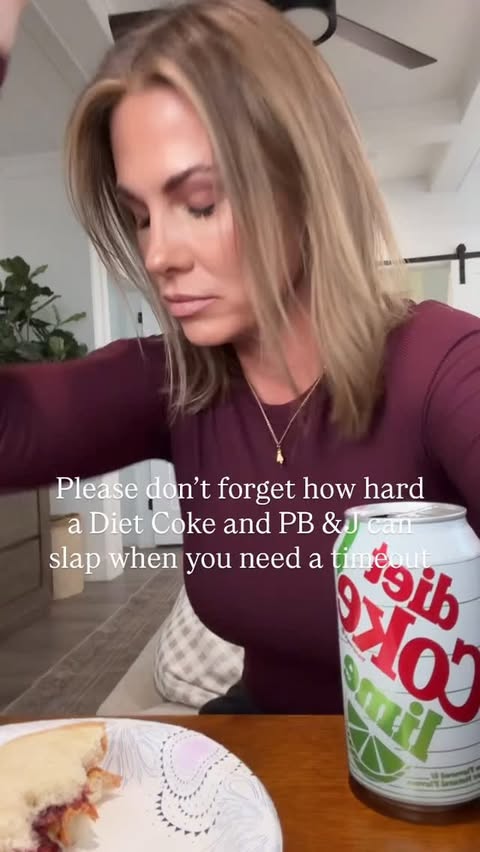 Instagram post by @feelgoodwithcarlie for Diet Coke. Caption reads: Mama needs a break 😎🤣👄.
