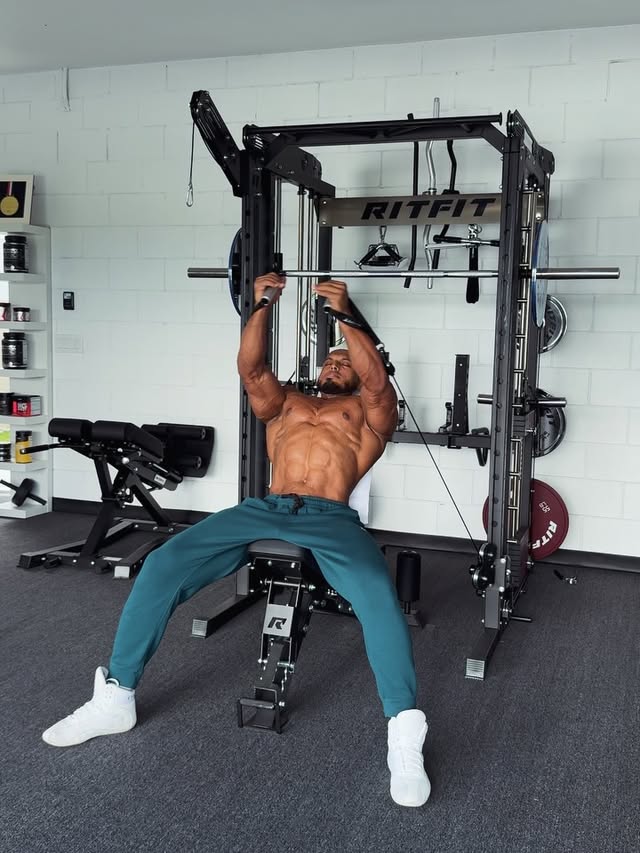 Instagram post by @ahmed.s.saleh_ for RitFit. Caption reads: Who said we can’t build a body like this in a home....