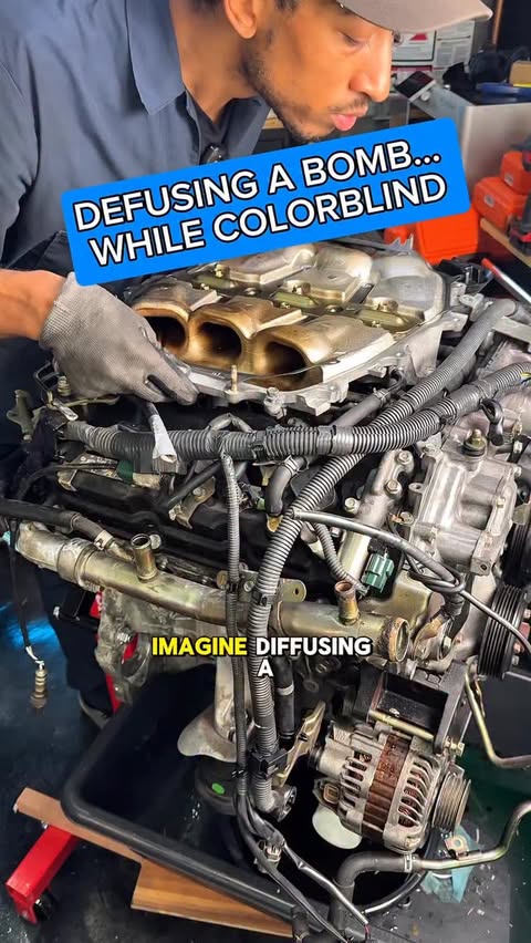 Instagram post by @chrysgaines for Nissan USA. Caption reads: Imagine defusing a bomb while colorblind… that’s....