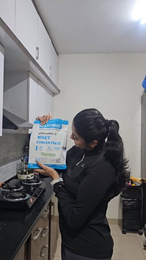 Instagram post by @krithika_lobo for MyFitness. Caption reads: Fueled up with Pro Fitness Makers 💪
Just added....