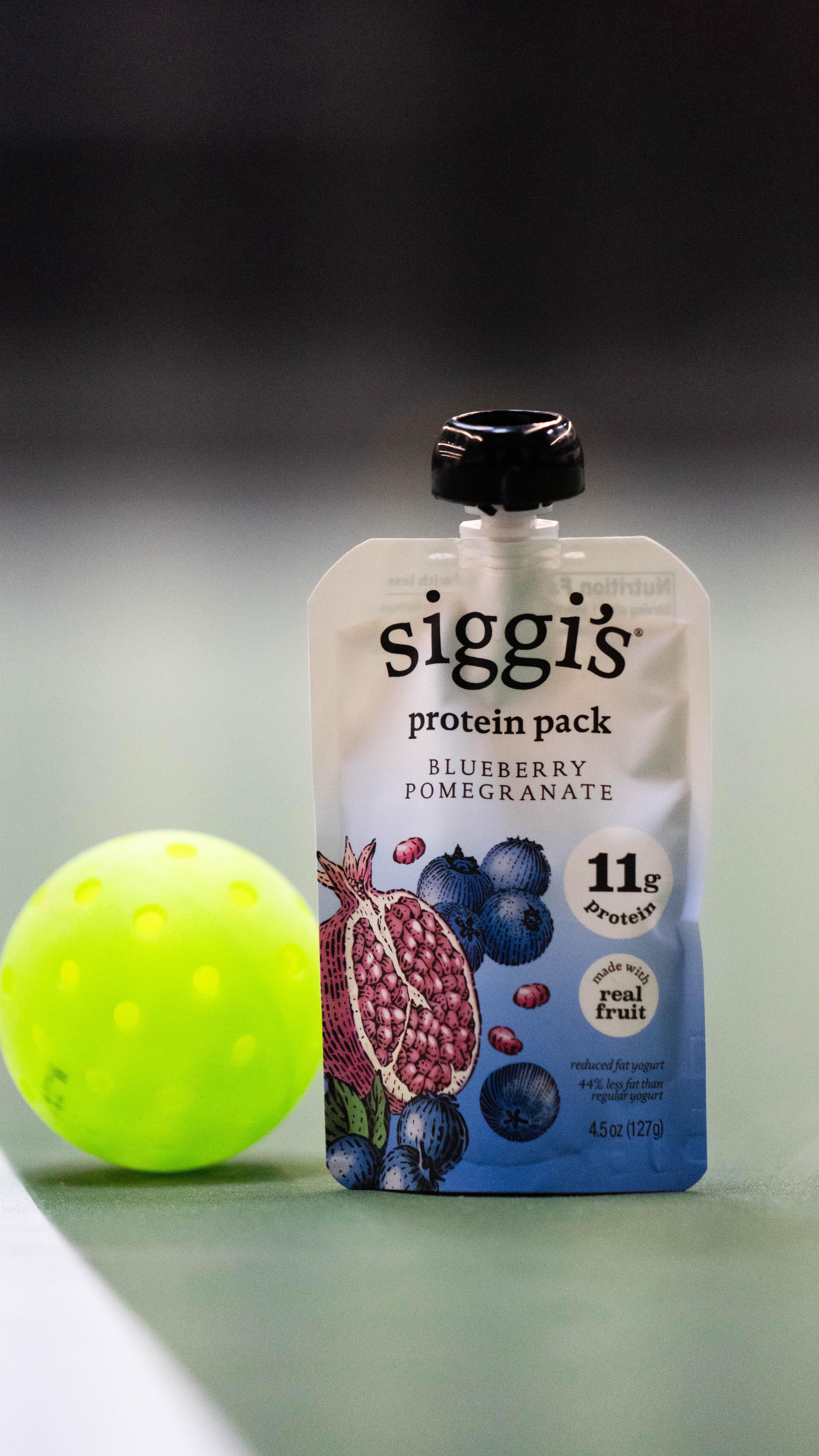 Instagram post by @annabright.pb for siggi's dairy. Caption reads: #ad protein on the go is no problem with....